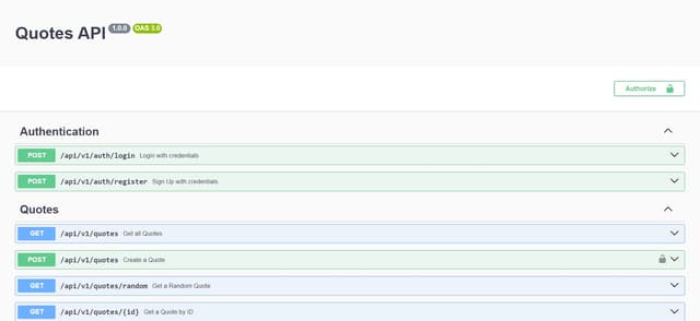 Preview of Quotes API project